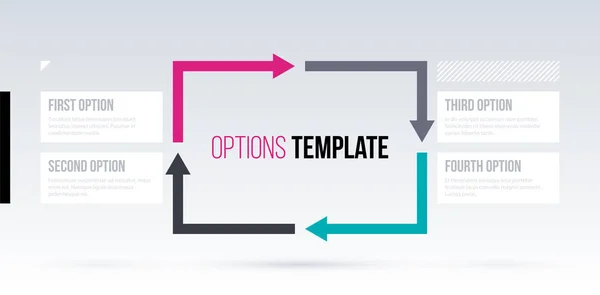 Шаблон прямоугольных стрелок с четырьмя опциями на белом фоне в элегантном техно стиле . — стоковый вектор