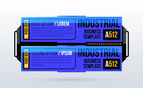 テクノ スタイルで未来の産業要素白い背景の 2 つの青いオプション — ストックベクタ
