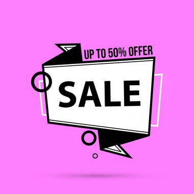 Satış banner şablon parlak pembe bir arka plan üzerinde siyah beyaz tarzı