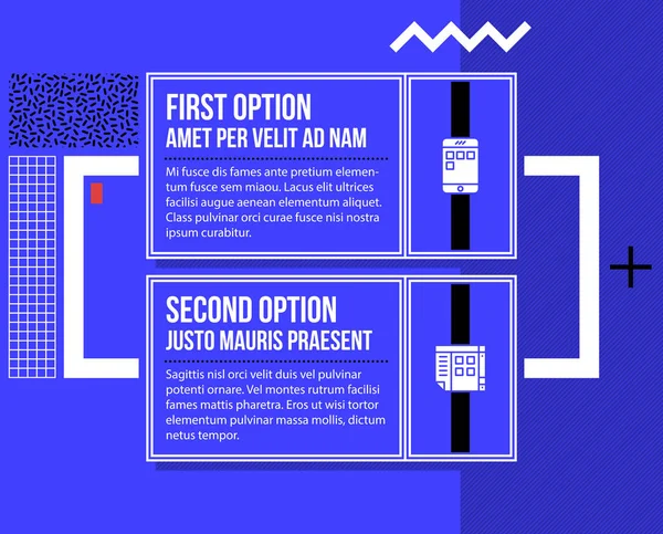 明るい青色の背景で派手な幾何学的なスタイルで 2 つのオプション/バナー — ストックベクタ