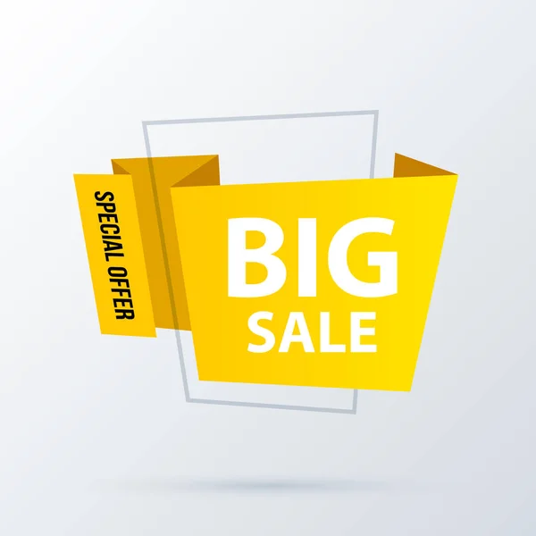 Big sale banner template in modern origami style on white background — Stock Vector