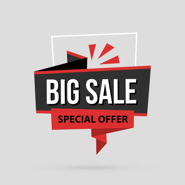 Big sale banner template in flat origami style on gray background — Stock Vector