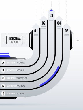 Fütüristik vektör grafik temiz hi-teknolojik/techno tarzı beyaz arka plan üzerinde beş yuvarlak çizgili