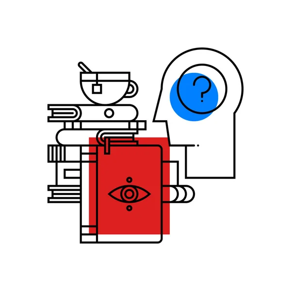 Ilustração colorida sobre psicologia no estilo de esboço moderno. Ícone de assunto da faculdade no fundo branco . —  Vetores de Stock