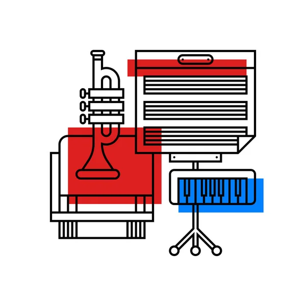 Színes illusztráció a zenei nevelés a modern vázlat stílusában. Főiskolai tárgy ikon fehér háttér. — Stock Vector