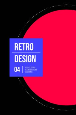 Poster tasarım şablonu renkli retro minimalizm tarzı büyük kırmızı daire ile. Soyut vektör arka plan