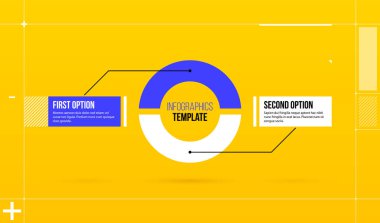 Yatay pasta infographics şablonu parlak sarı arka plan üzerinde renkli yüksek teknoloji tarzında iki kesimli