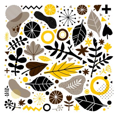 Çiçek öğeleri renkli vektör arka plan el ile çizilmiş. Reklam, web tasarım ve basılı medya için yararlı.