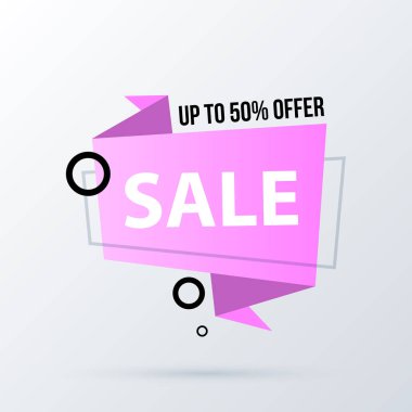 Beyaz arka plan üzerinde modern origami tarzında satış afiş şablon