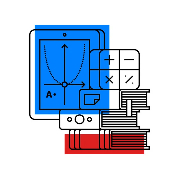 Colorful illustration about algebra in modern outline style. College subject icon on white background. — Stock Vector