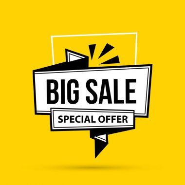 Büyük satış banner şablon parlak sarı zemin üzerine siyah ve beyaz tarzı