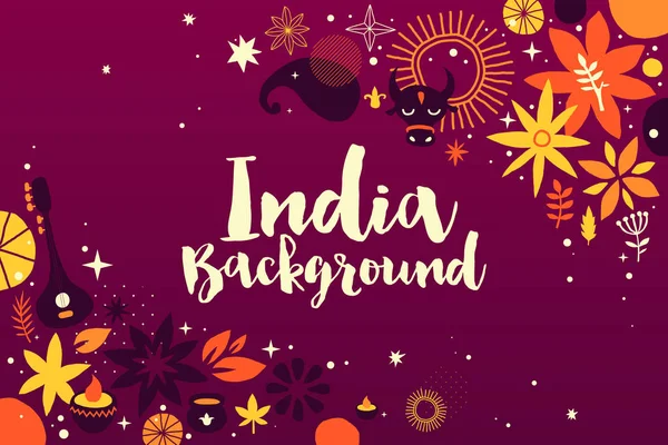 Indien Hintergrund / Banner Vorlage mit abstrakten, floralen und nationalen Elementen. nützlich für Reisewerbung und Webdesign. — Stockvektor