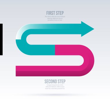 Ok iş düzeni ile zarif kurumsal tarzı iki adımda beyaz arka plan üzerinde.