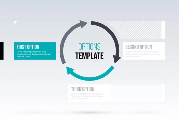 우아한 테크노 스타일의 흰색 바탕에 세 가지 옵션이 둥근 화살표 템플릿. — 스톡 벡터