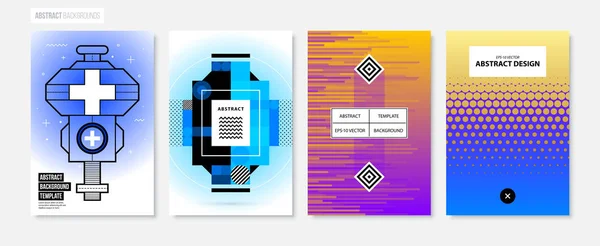 现代简约风格的四抽象背景/海报集 — 图库矢量图片