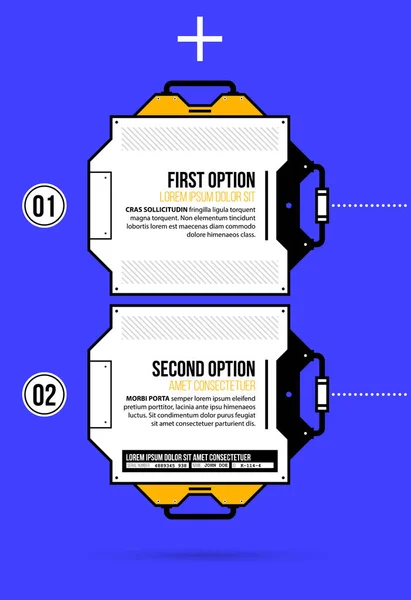 De verticale sjabloon twee opties in geometrische industriële/techno stijl op diep blauwe achtergrond — Stockvector