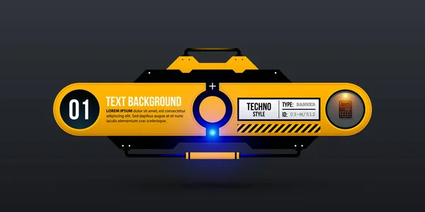 Tekst achtergrond sjabloon in gele industriële techno stijl op donkere grijze achtergrond — Stockvector