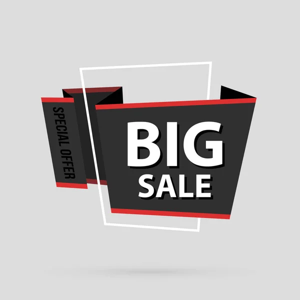 Big sale banner template in flat origami style on gray background — Stock Vector