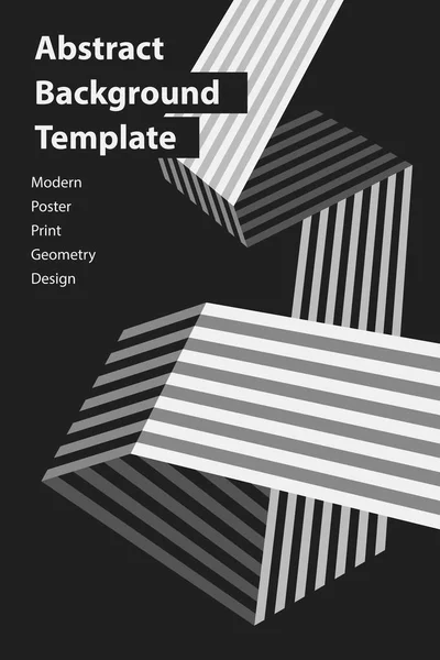 Poster design template with origami stripe in black and white style. Abstract vector background — Stock Vector