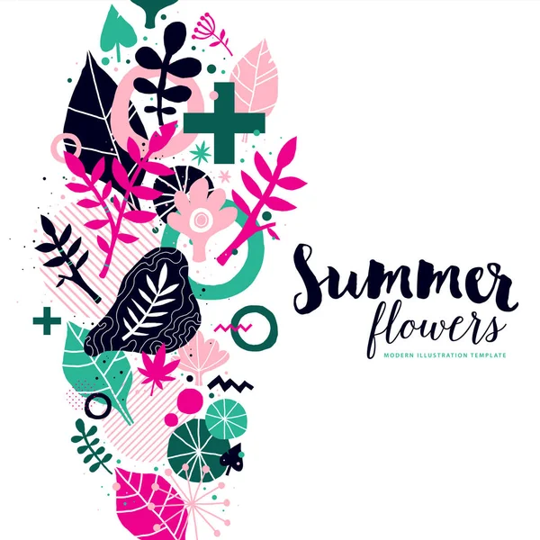 Summer background template with abstract and floral elements. Useful for advertising and invitations. Royalty Free Stock Illustrations