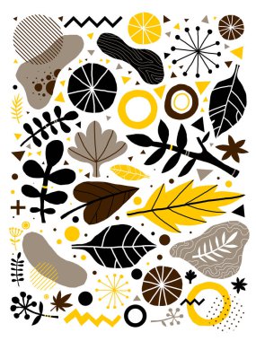 Çiçek öğeleri renkli vektör arka plan el ile çizilmiş. Reklam, web tasarım ve basılı medya için yararlı.