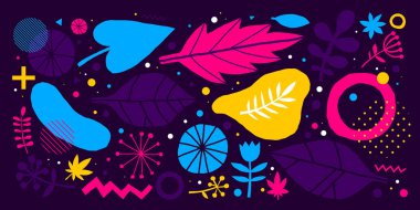 Çiçek öğeleri renkli vektör arka plan el ile çizilmiş. Reklam, web tasarım ve basılı medya için yararlı.