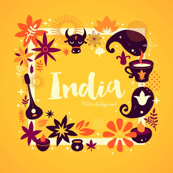 Plantilla de fondo / bandera de la India con elementos abstractos, florales y nacionales. Útil para publicidad itinerante y diseño web . — Archivo Imágenes Vectoriales