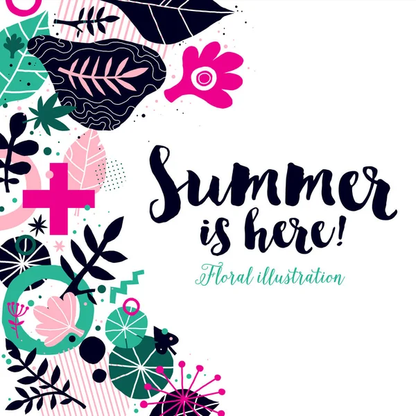 Summer background template with abstract and floral elements. Useful for advertising and invitations. Stock Vector