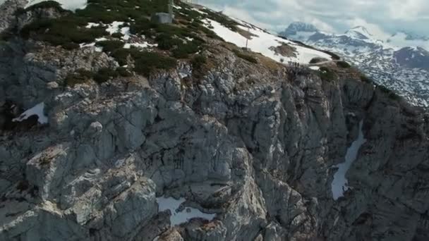 Aerial Panoramic View Observation Deck Fingers Mountains Austria Obertraun — Stock Video