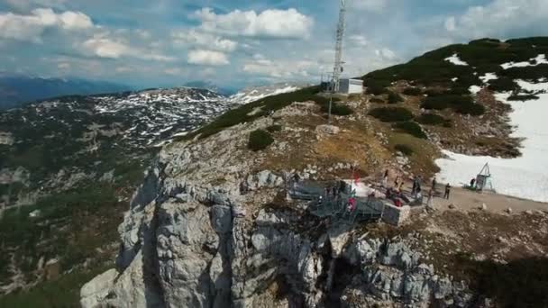 Панорамный Вид Высоты Птичьего Полета Смотровую Площадку Пальцев Австрии Обертраун — стоковое видео