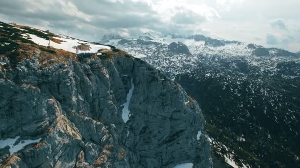 Aerial Panoramic View Observation Deck Fingers Mountains Austria Obertraun Background — Stock Video