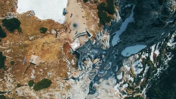 Vista Panorámica Aérea Plataforma Observación Dedos Las Montañas Austria Obertraun — Vídeo de stock