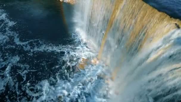 Aerial View Waterfall Rocks — Stock Video