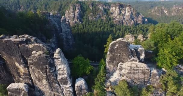 Havadan Görünümü Güzel Panoramik Bastai Nehri Yanındaki Güneşli Bir Günde — Stok video