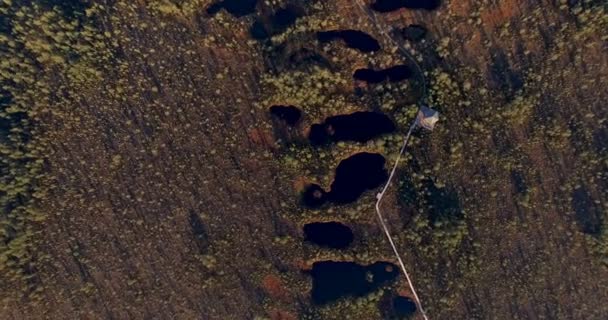 Letecký Pohled Výšky Malebné Bažiny Jezera Při Západu Slunce Jaře — Stock video