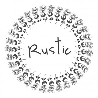 rustik amblemi yaprakları bitkiler simgesi