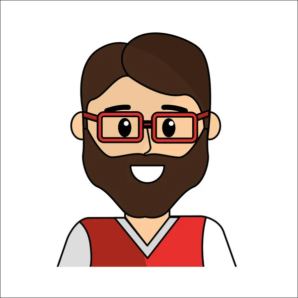 Gente, cara feliz hombre con gafas icono — Vector de stock