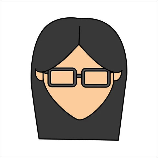 Personnes, avatar visage femme avec des lunettes icône — Image vectorielle