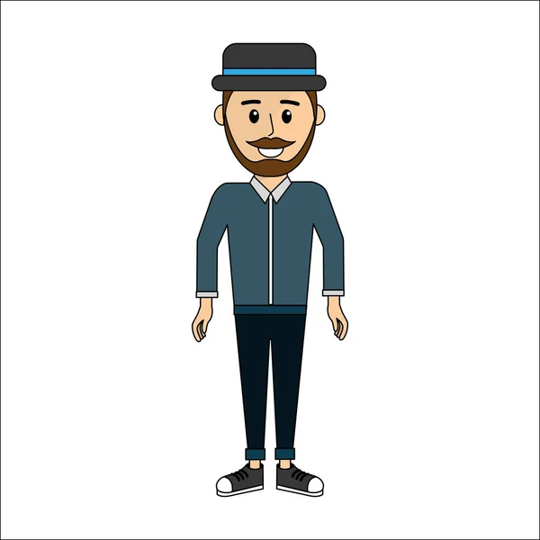 Gente, hombre con tela casual y sombrero avatar icono — Archivo Imágenes Vectoriales
