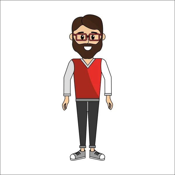 Mensen, man met casual doek en bril avatar icon — Stockvector