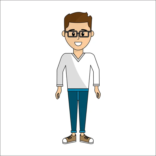 People, man with casual cloth and glasses avatar icon — Stock Vector