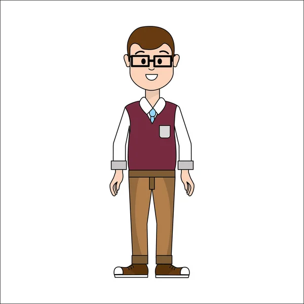 People, man with casual cloth with glasses avatar icon — Stock Vector