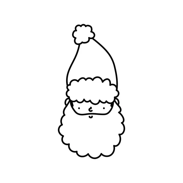 Cute santa claus face character happy christmas thick line — Image vectorielle