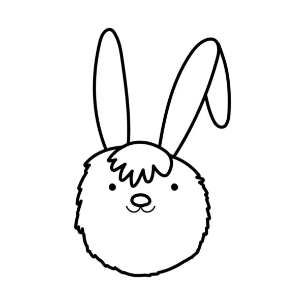 ウサギの頭かわいいおもちゃのアイコン太線 — ストックベクタ
