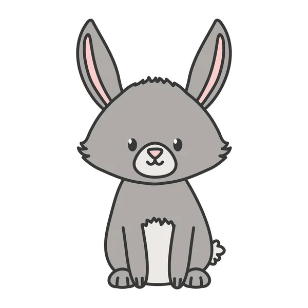 Gray bunny sitting on white background — Stockvektor