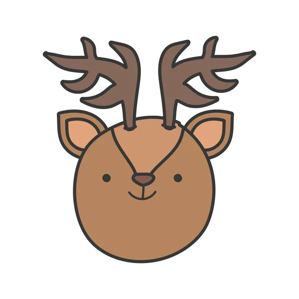 可爱的驯鹿头卡通动物 — 图库矢量图片