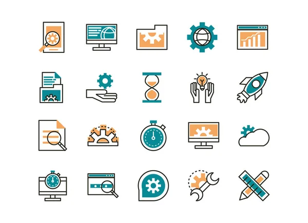Web development icons collection line and fill — Archivo Imágenes Vectoriales