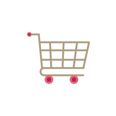 İzole edilmiş alışveriş arabası simgesi düz tasarım