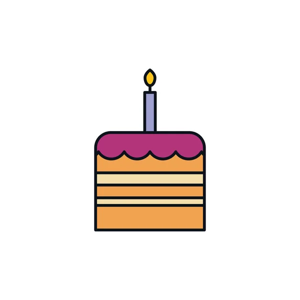 День народження торт святкування вечірка лінія заповнити дизайн — стоковий вектор