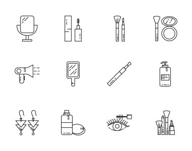 makyaj kozmetik mücevher kadınsı şeyler simgeler çizgi biçimi belirler